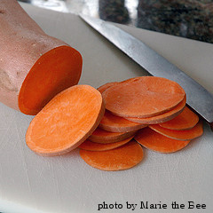 sliced sweet potato